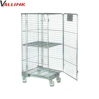 Heavy Duty Steel Galvainzing Logistics 4-Sided Nestable Roll Cage Container