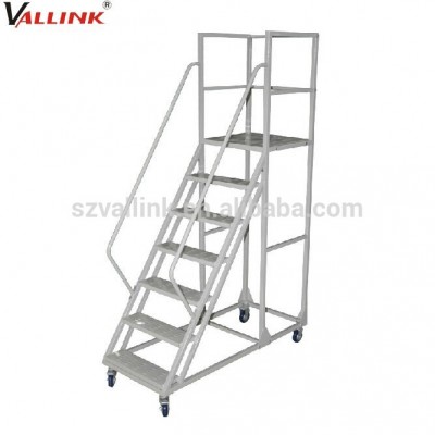 Industrial Folding Metal 10 Tread Portable Platform Movable Step with Handrails