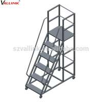 Warehouse Assembly Portable Mobile Safety Step Ladder with Handrail