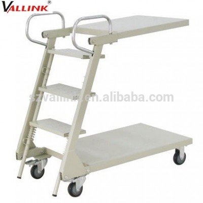 multi function warehouse order picking trolley with ladder